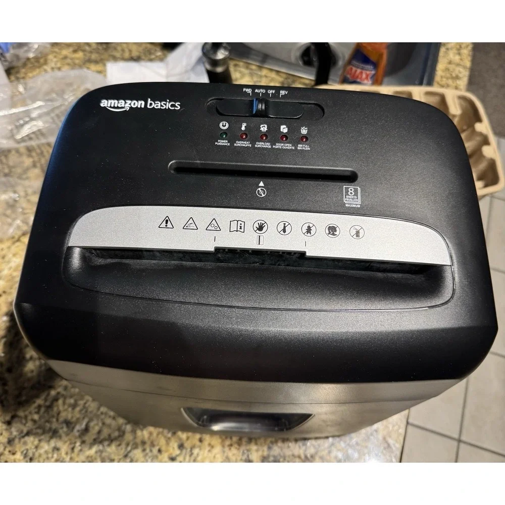 Amazon Basics 8-Sheet Cross-Cut Paper Shredder, Cross Random Cuts
